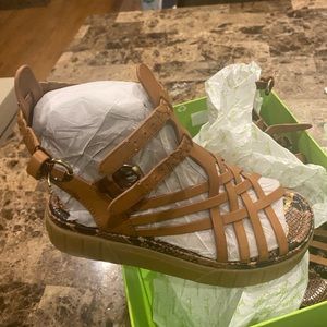 Video of Sam Edelman Gladiator tan and black sandals